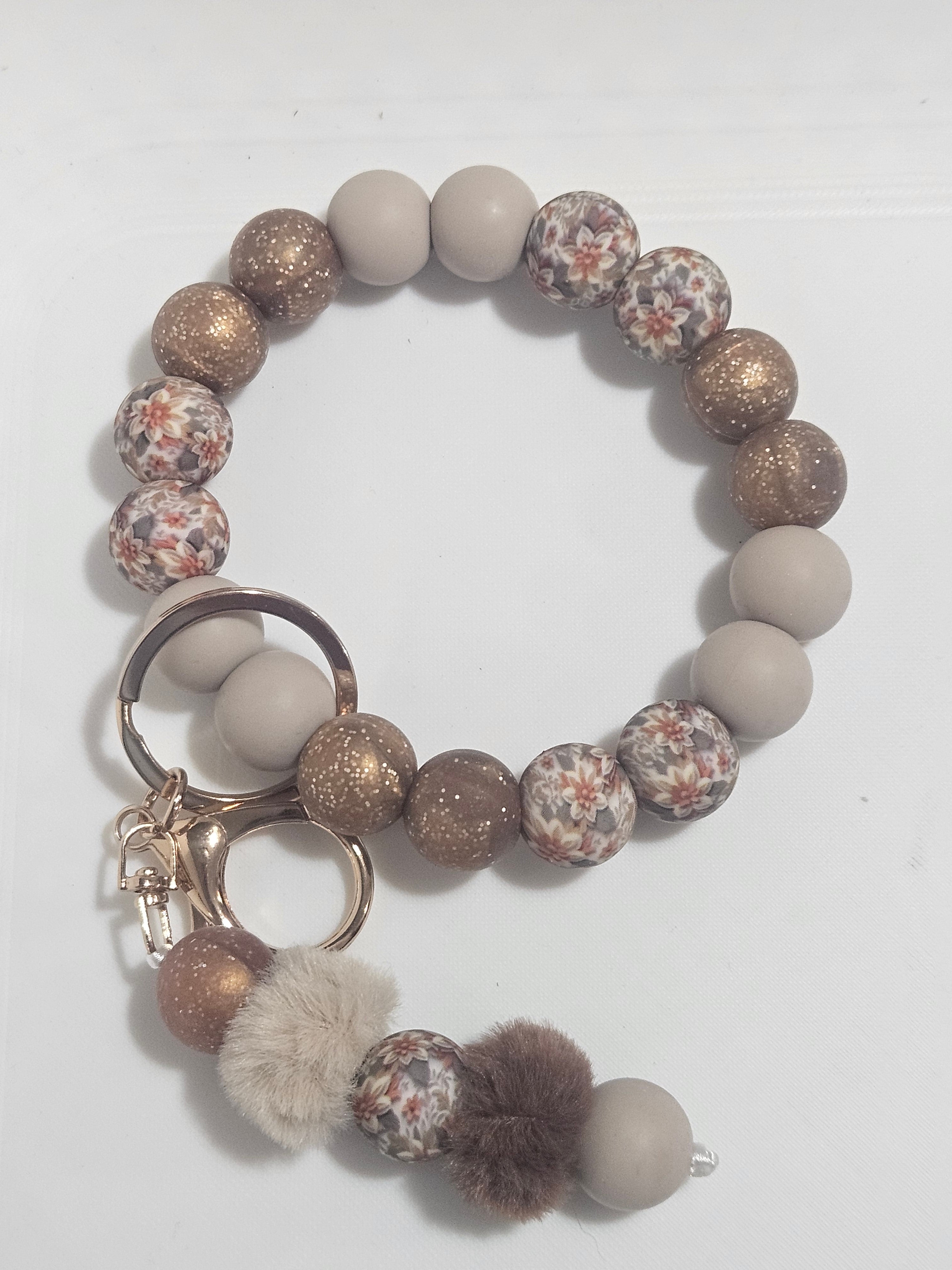 Brown and cream wristlet