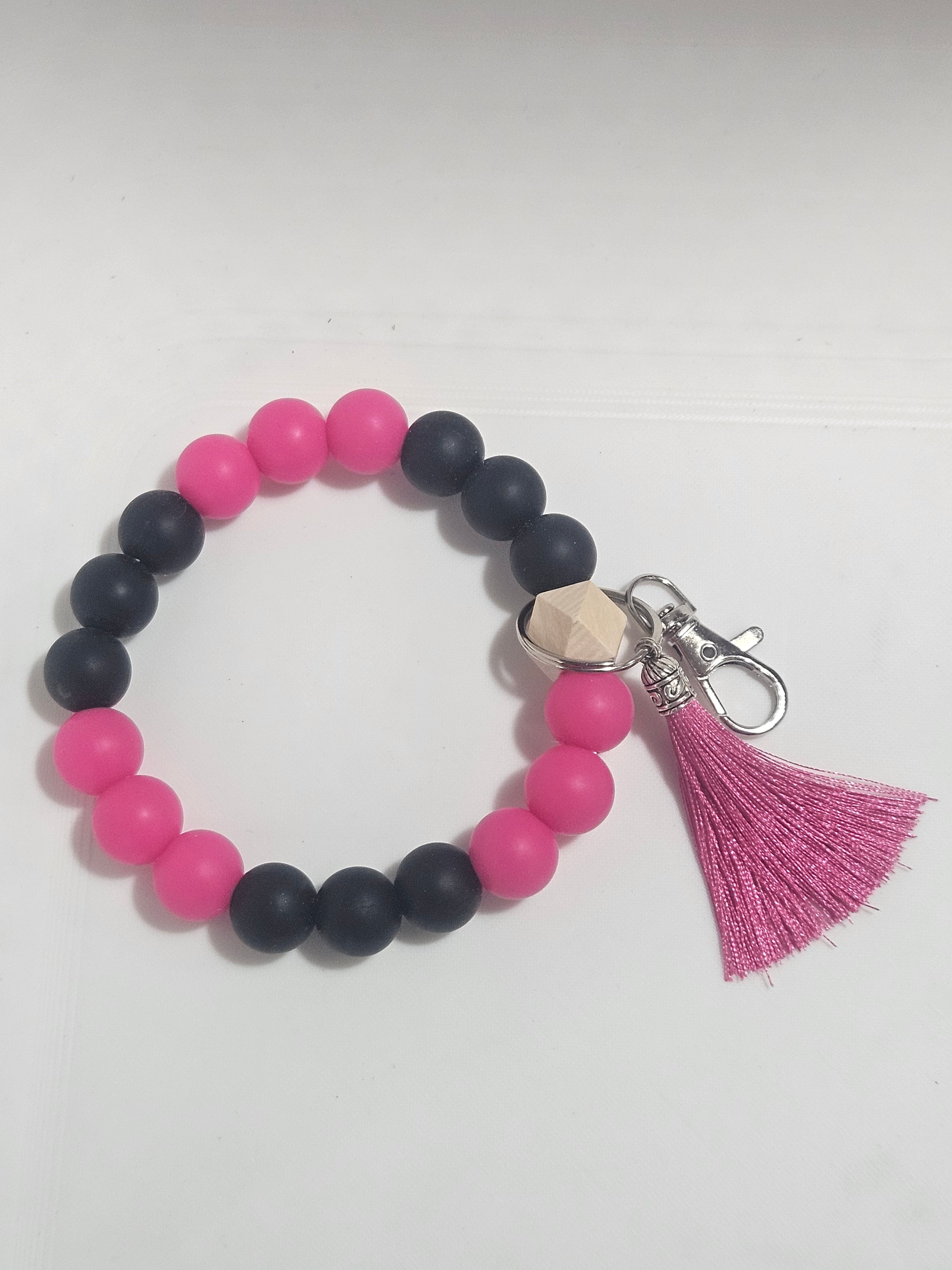Black and pink wristlet
