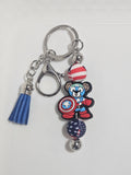 Patriotic hero bear keychain